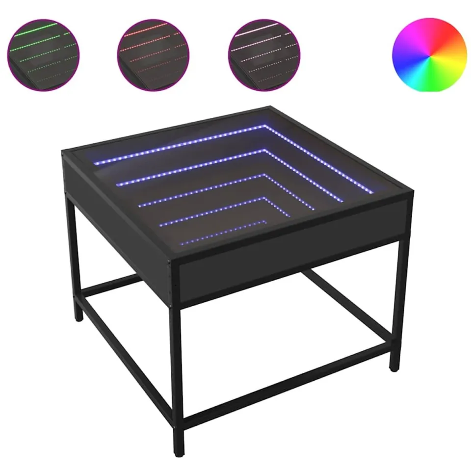 vidaXL Salontafel met Infinity LED 50x50x41 cm zwart, foto 3