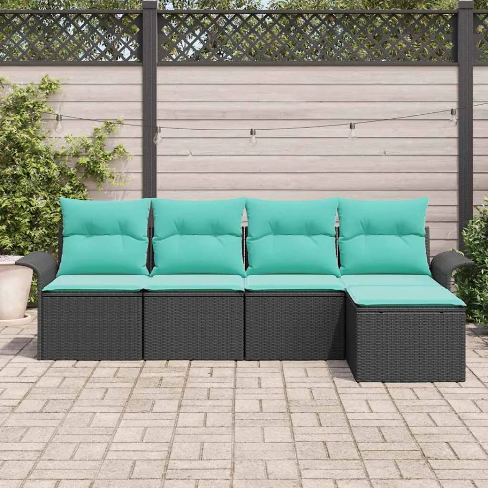vidaXL Tuin Sofa Set 5 st Zwart poly rattan, foto 3
