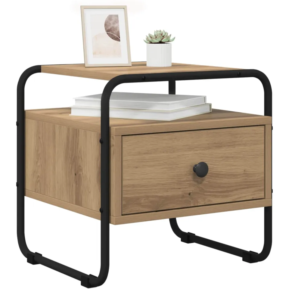 vidaXL Nachtkastje 2 st Artisanaal eiken Bewerkt hout Bruin
