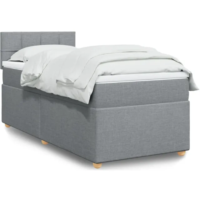 vidaXL Boxspring met matras stof lichtgrijs 90x190 cm grijs