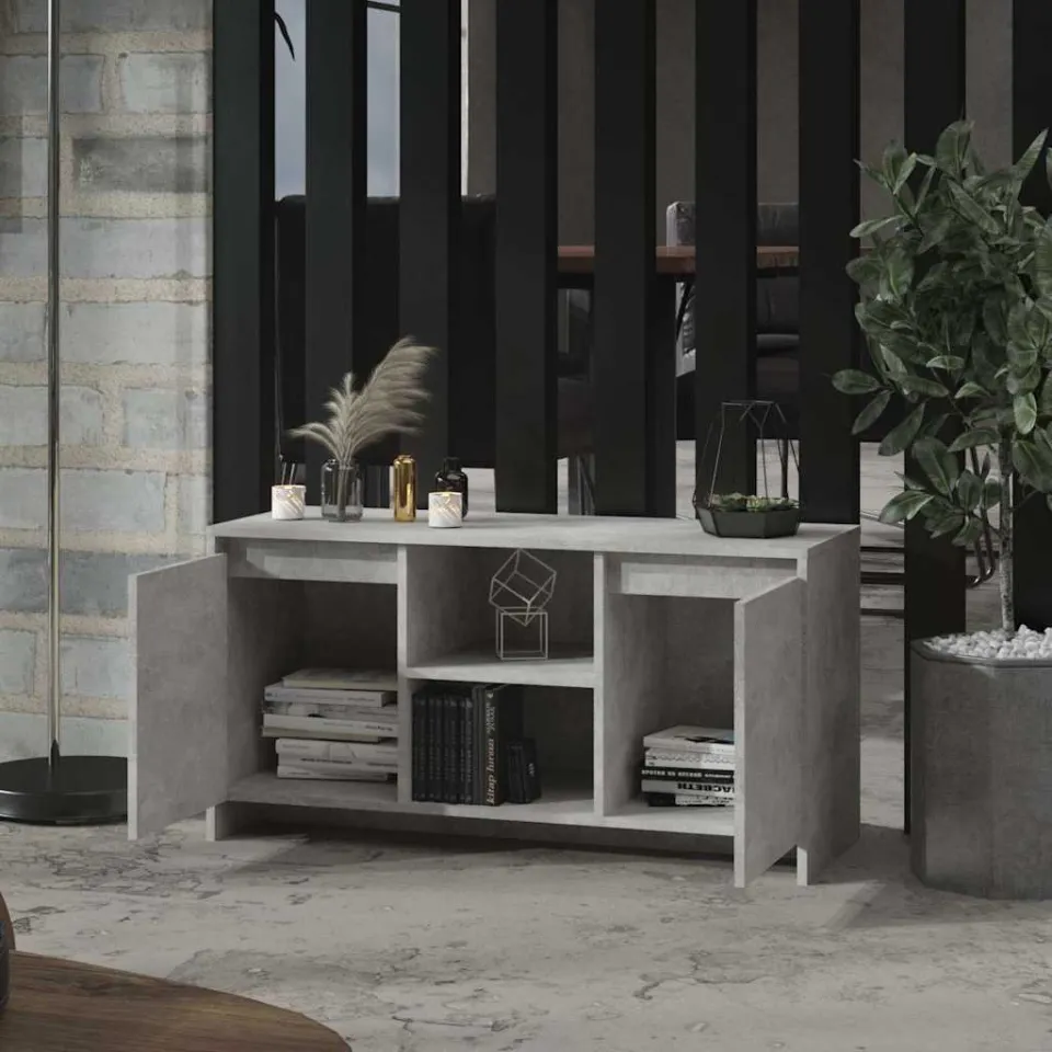 vidaXL Tv-meubel 102x37,5x52,5 cm bewerkt hout betongrijs grijs, foto 3