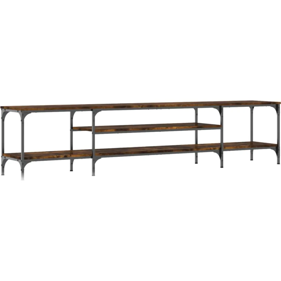 vidaXL Tv-meubel 201x35x45 cm bewerkt hout en ijzer gerookt eikenkleur, foto 3