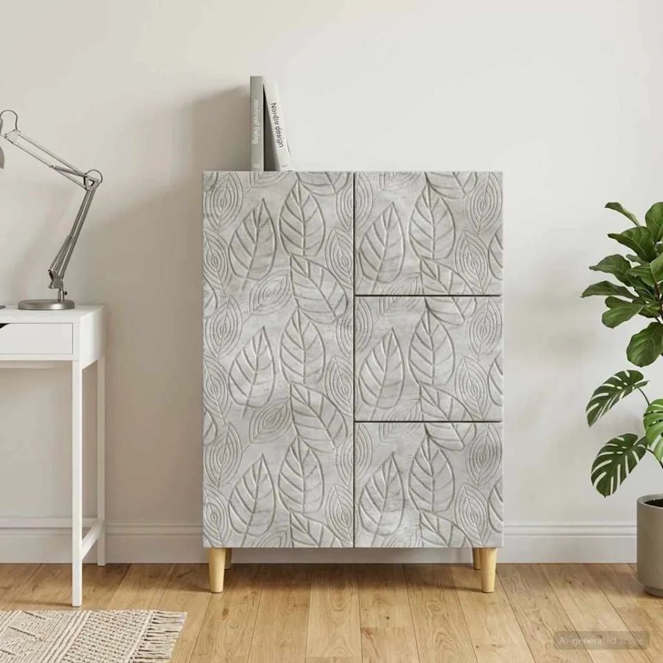 vidaXL Dressoir Betongrijs 66 x 34,5 x 90 cm Bewerkt hout grijs, foto 3