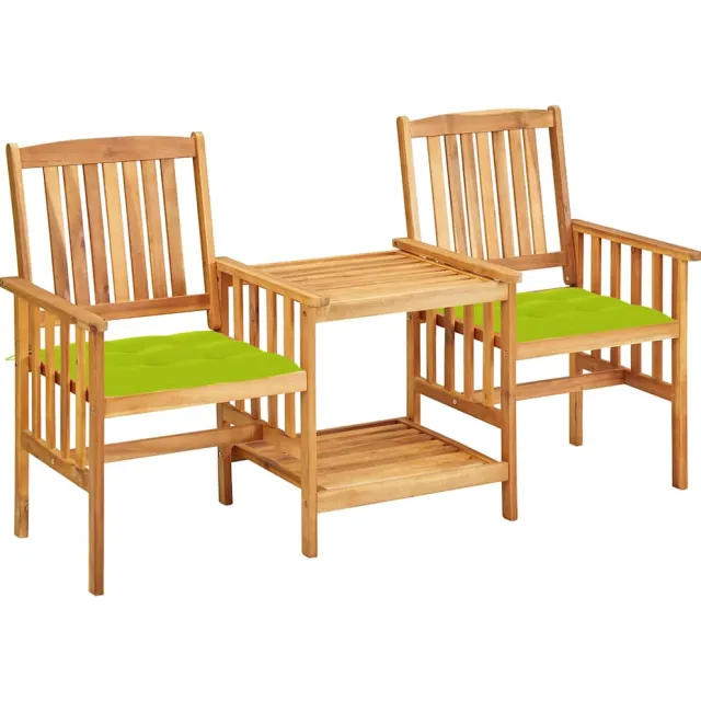 vidaXL Tuinstoelen met tafeltje en kussens massief acaciahout Groen