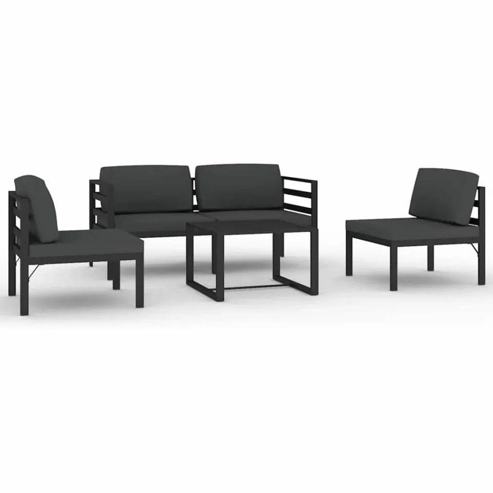 vidaXL 5-delige Loungeset met kussens aluminium antracietkleurig, foto 4