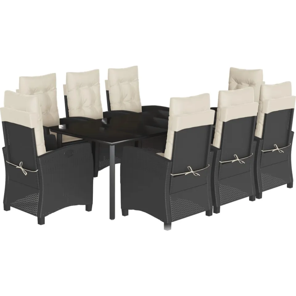 vidaXL 9-delige Tuinset poly rattan zwart, foto 3