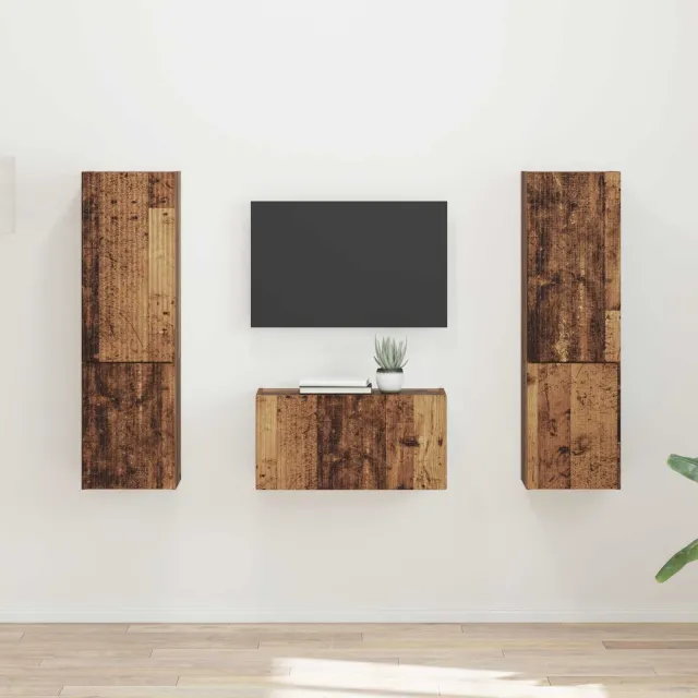 vidaXL Tv-meubelset 5 st Oud Hout Bewerkt hout Bruin