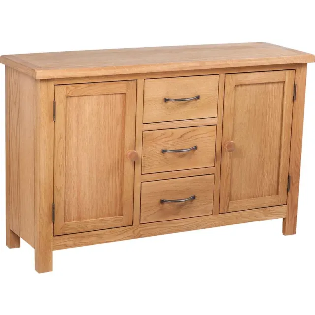 vidaXL Dressoir met 3 lades 110x33,5x70 cm massief eikenhout Bruin
