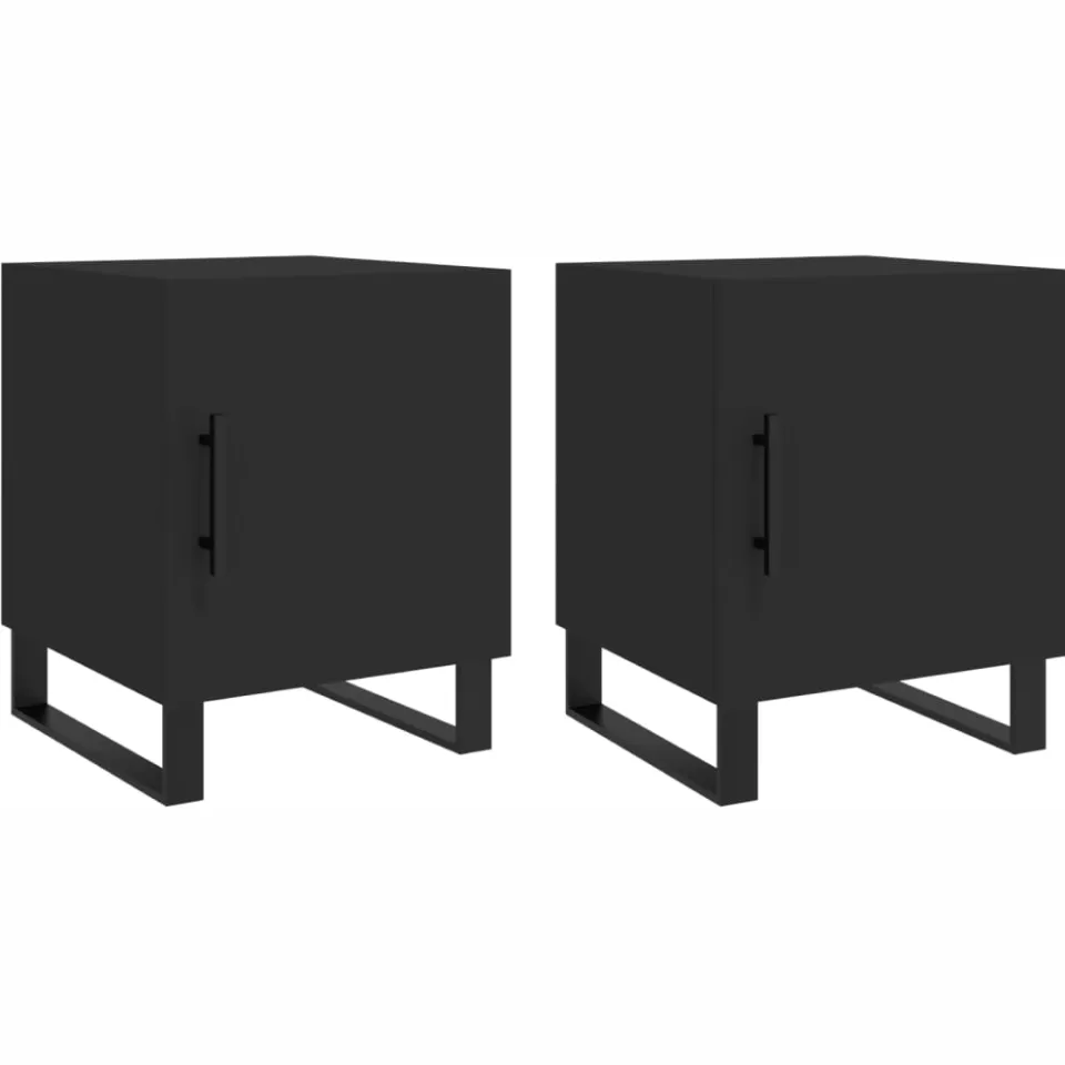 vidaXL Nachtkastjes 2 st 40x40x50 cm bewerkt hout zwart, foto 3