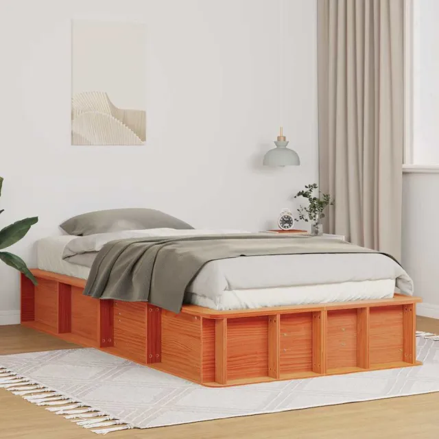 vidaXL Bedframe Wasbruin 75 x 190 cm Massief grenenhout