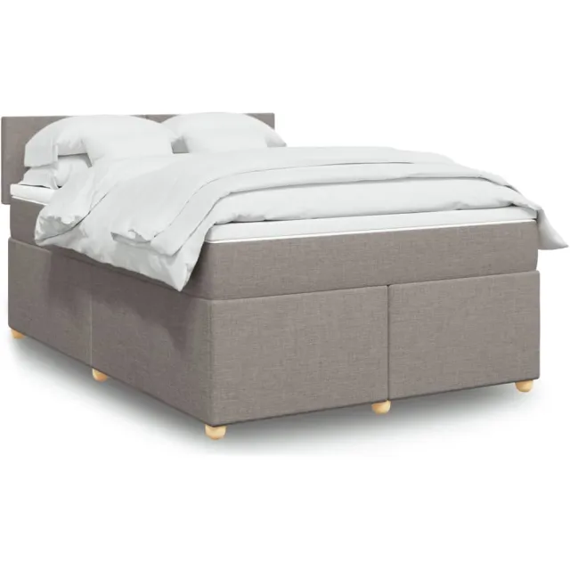 vidaXL Boxspring met matras stof taupe 160x200 cm