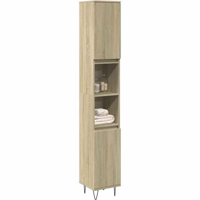 vidaXL Badkamerkast 30x30x190 cm bewerkt hout sonoma eikenkleurig Bruin