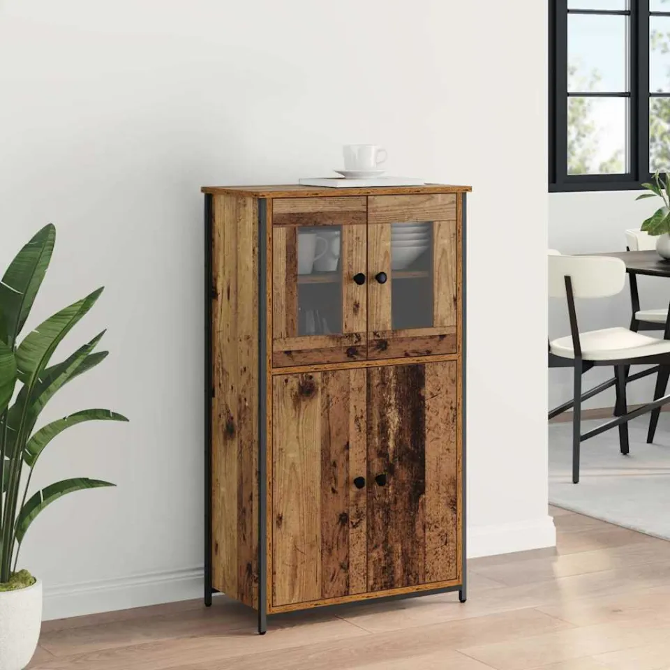 vidaXL Highboard Oud Hout 62 x 32 x 106,5 cm Bewerkt hout bruin, foto 3