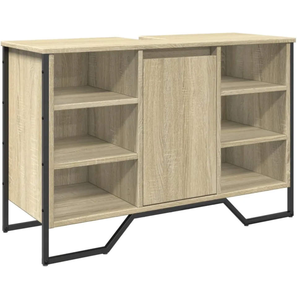 vidaXL Wastafelkast 91x35x60 cm bewerkt hout sonoma eikenkleurig, foto 3