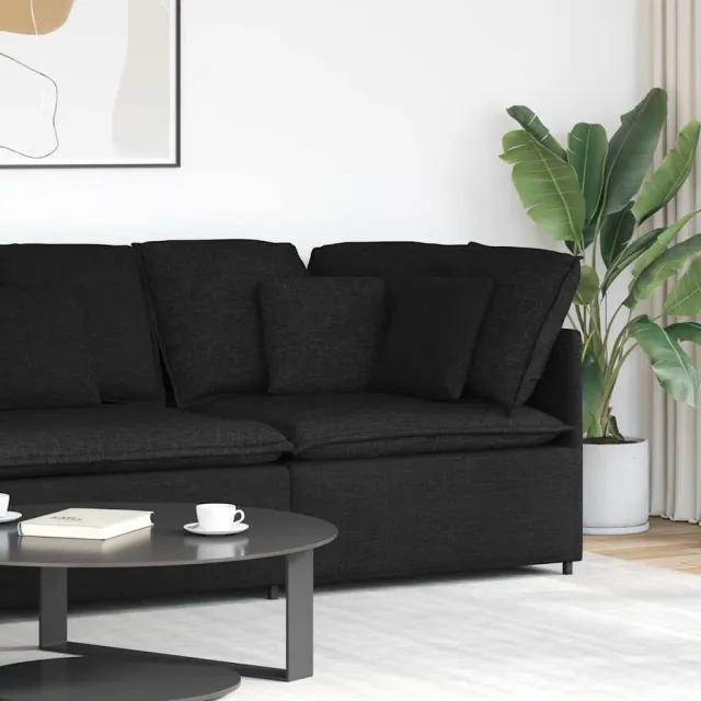 vidaXL Modulaire hoekmodule bank met kussens 100 cm zwart, foto 2