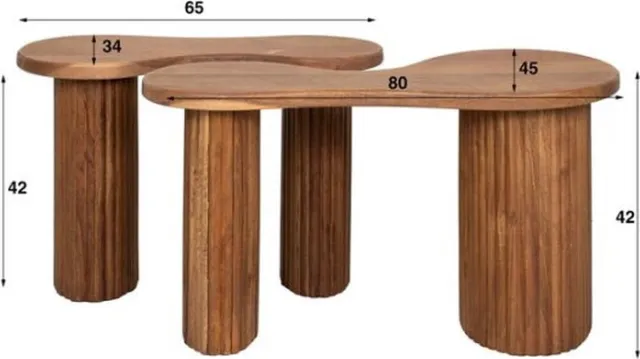Meubelplaats Salontafel set/2 fuse - Massief acacia naturel