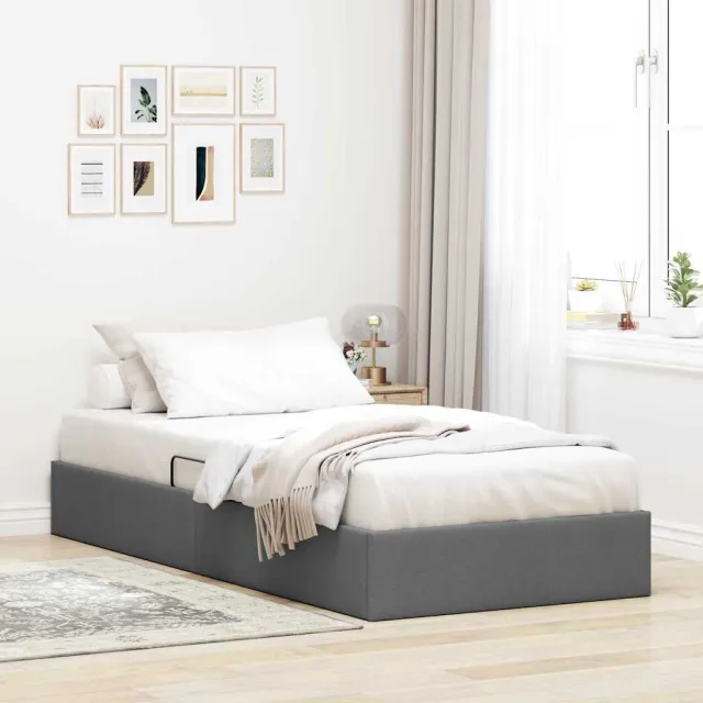 vidaXL Opslag bed Donkergrijs 100 x 203 cm Stof