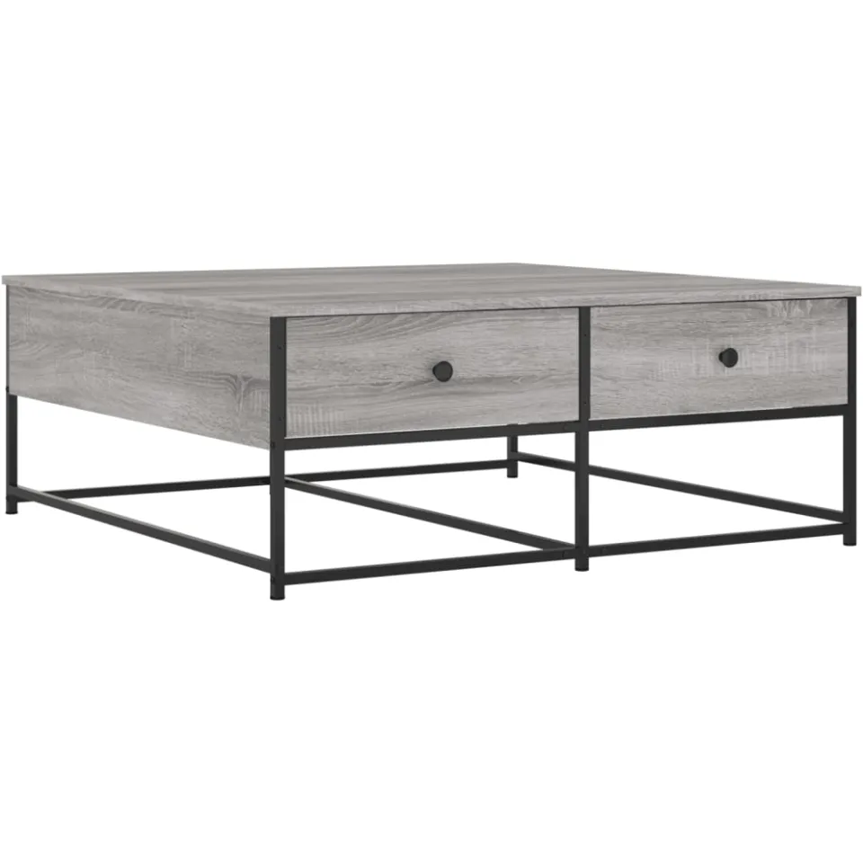 vidaXL Salontafel 100x99x40 cm bewerkt hout grijs sonoma