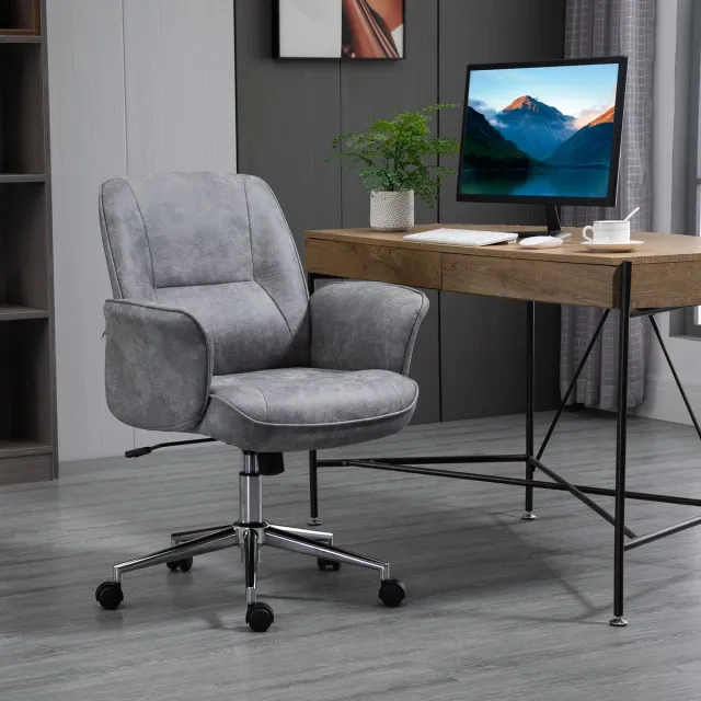 MODENUIT Bureaustoel 67 x 69 x 92-102 cm - Hoogteverstelbaar met Wipfunctie - Voor Werkplek - Polyester Lichtgrijs