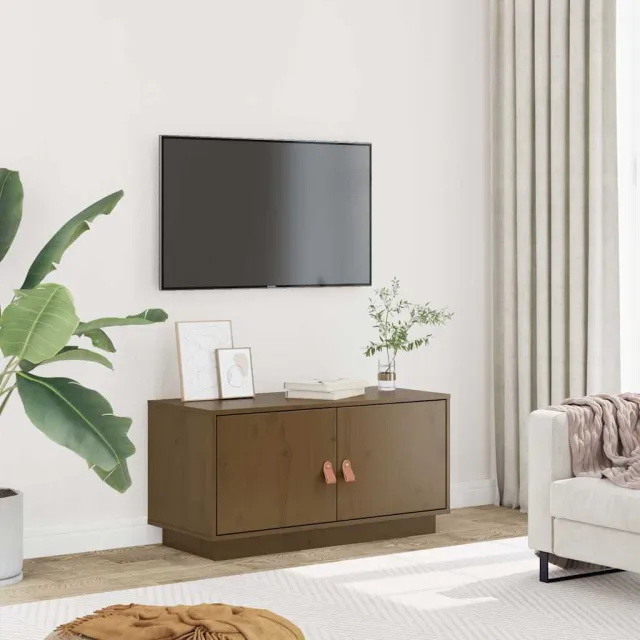 vidaXL Tv-meubel 80x34x40 cm massief grenenhout honingbruin bruin, foto 2