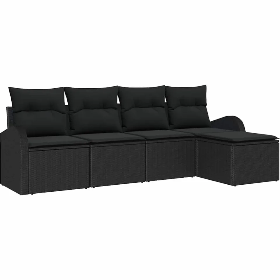 vidaXL Tuin Sofa Set 5 st Zwart poly rattan, foto 4