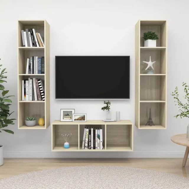 vidaXL 3-delige Tv-meubelset bewerkt hout sonoma eikenkleurig, foto 2