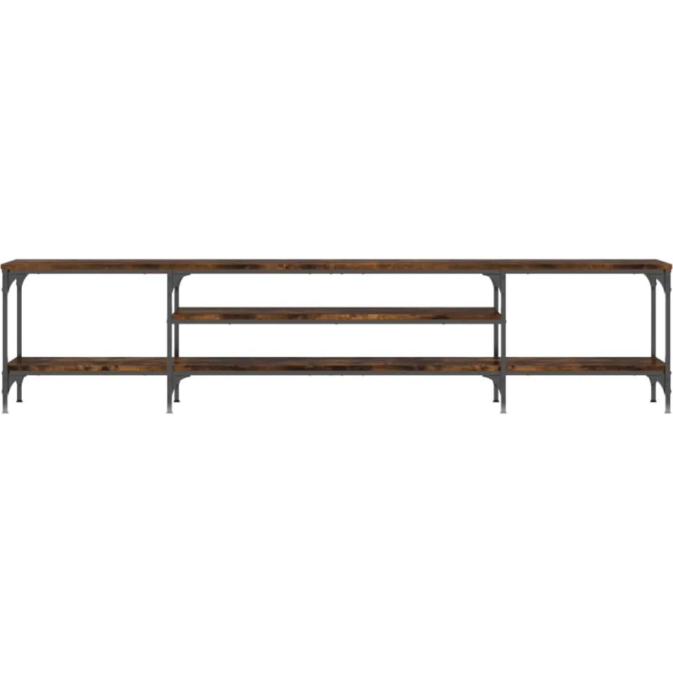 vidaXL Tv-meubel 201x35x45 cm bewerkt hout en ijzer gerookt eikenkleur Bruin