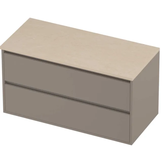 Proline Deck Badmeubelset Hardsteen Greeploos Symmetrisch Kader 100x46x54 cm Sand Stone Clay Beige