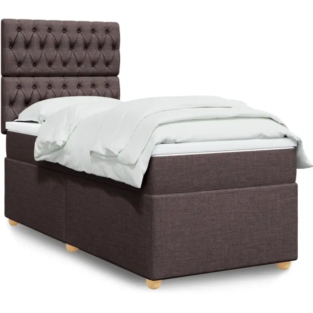 vidaXL Boxspring met matras stof donkerbruin 80x200 cm bruin