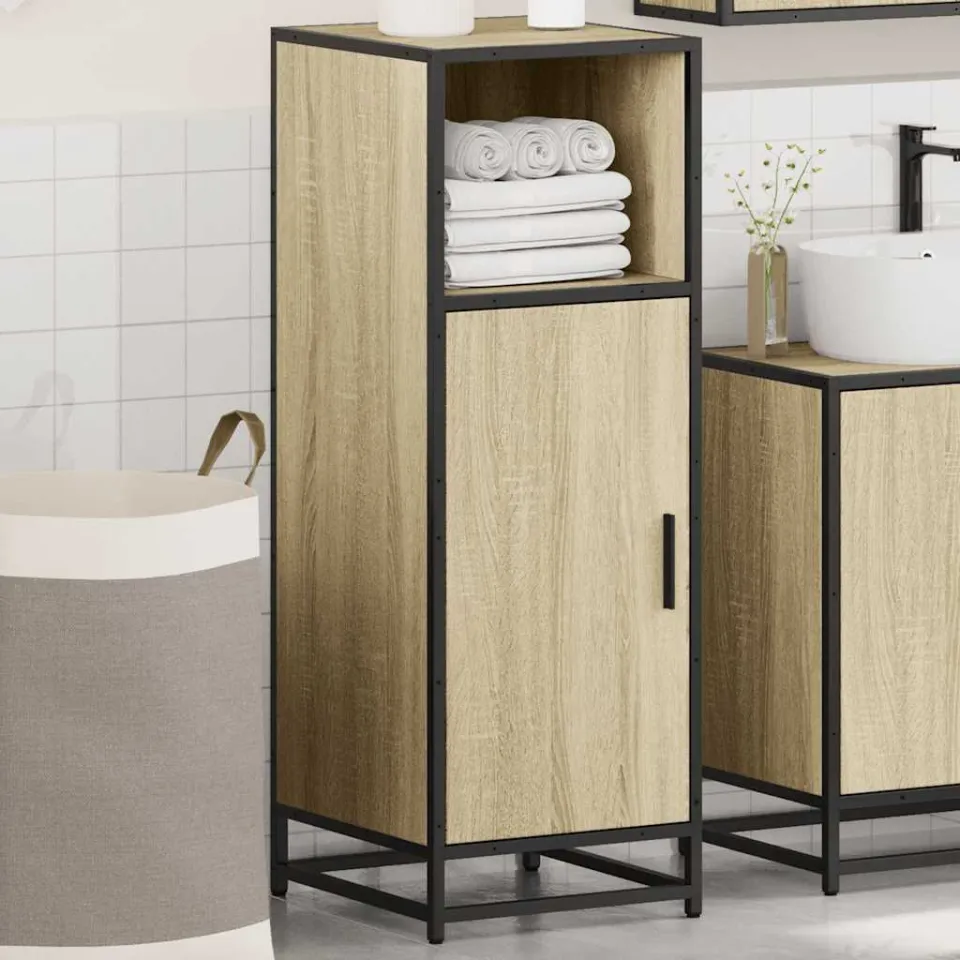 vidaXL Badkamerkast Sonoma Eiken 35x37,5x100 cm Bewerkt Hout, foto 3