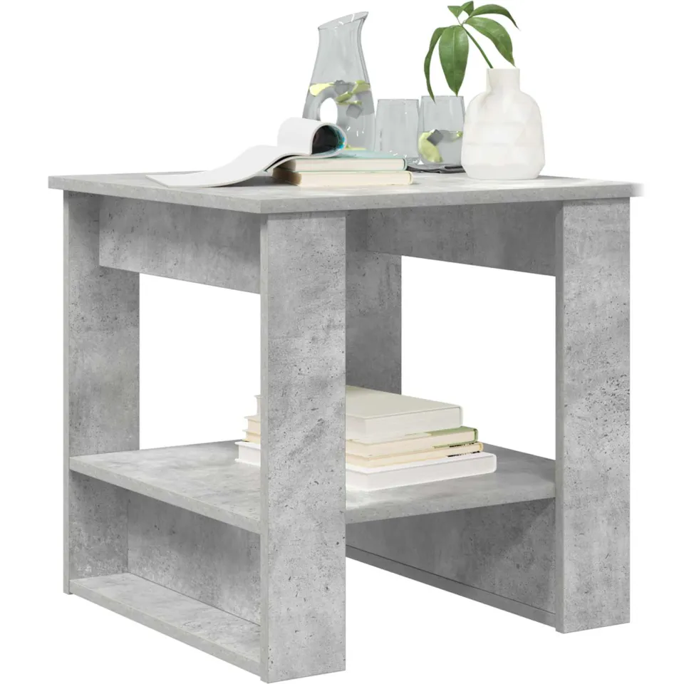 vidaXL Salontafel Beton Grijs 51 x 50 x 50 cm Bewerkt hout
