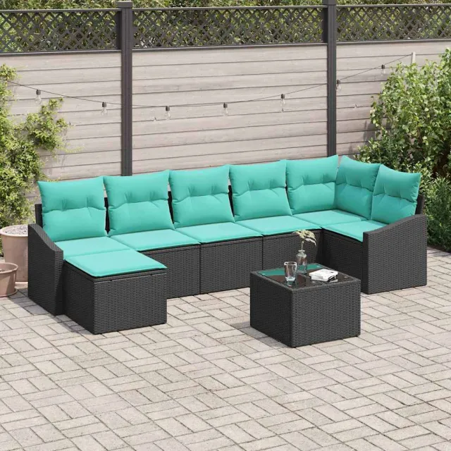 vidaXL Bankstel 8 st Zwart poly rattan