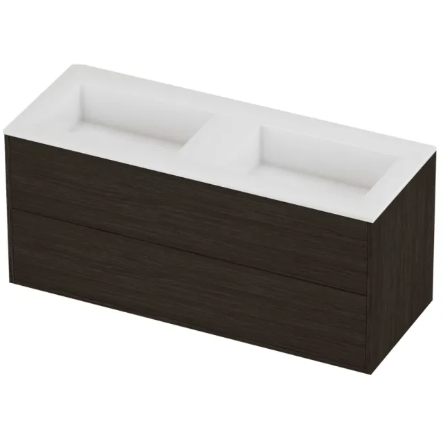Proline Aristo Badmeubelset Polystone Elegant 2 Laden 120x46x54 cm Glans Wit Mokka Oak Eiken