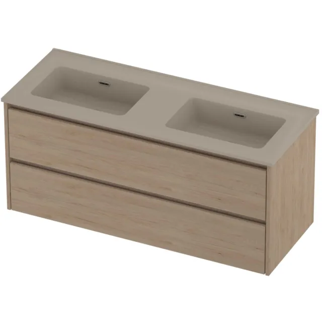 Proline Tribute Badmeubelset Porselein Elegant Dubbel 120x46x54 cm Mat Crème Cotton Ideal Oak Eiken