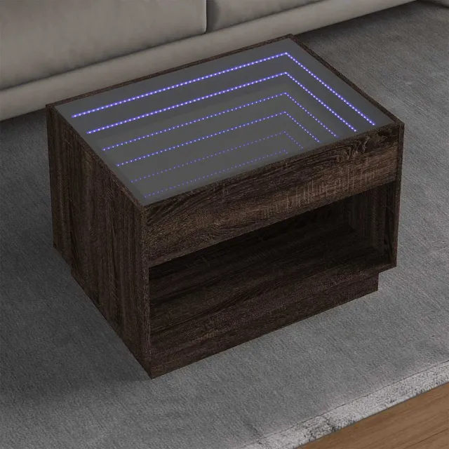 vidaXL Salontafel met Infinity LED 70x50x50 cm bruin eikenkleurig