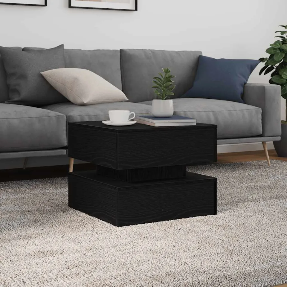 vidaXL Salontafel met LED-verlichting 50x50x40 cm zwart eikenkleurig, foto 3