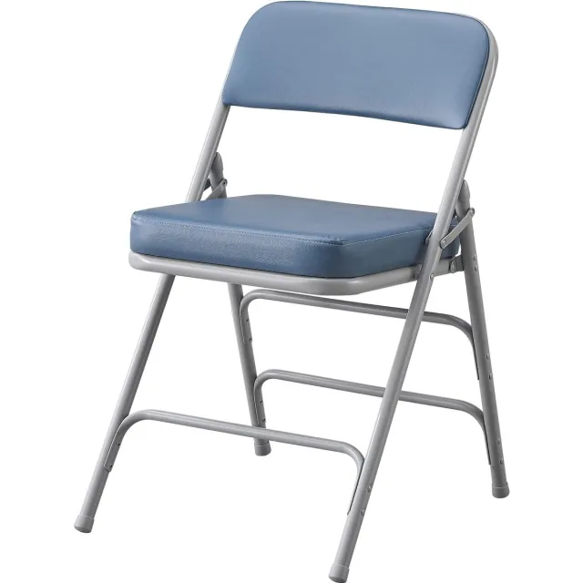Famanu Opvouwbare klapstoel met ultra dikke gewatteerde zitting, comfortabele metalen stoel in blauw, ideaal voor binnengebruik