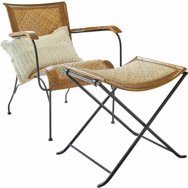 Loberon Stoel met hocker Dauvron bruin/zwart