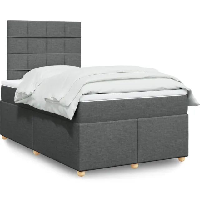 vidaXL Boxspring met matras stof donkergrijs 120x200 cm grijs
