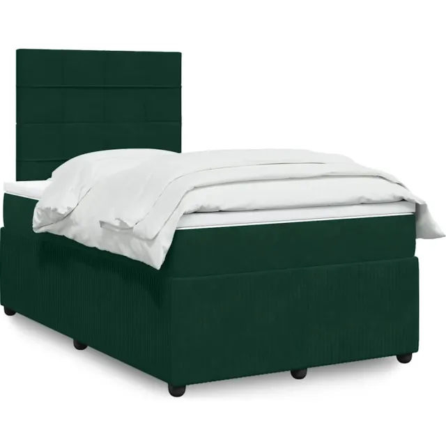 vidaXL Boxspring met matras fluweel donkergroen 120x200 cm groen