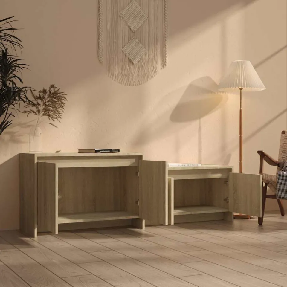 vidaXL Tv-meubel 146,5x35x50 cm bewerkt hout sonoma eikenkleurig, foto 3