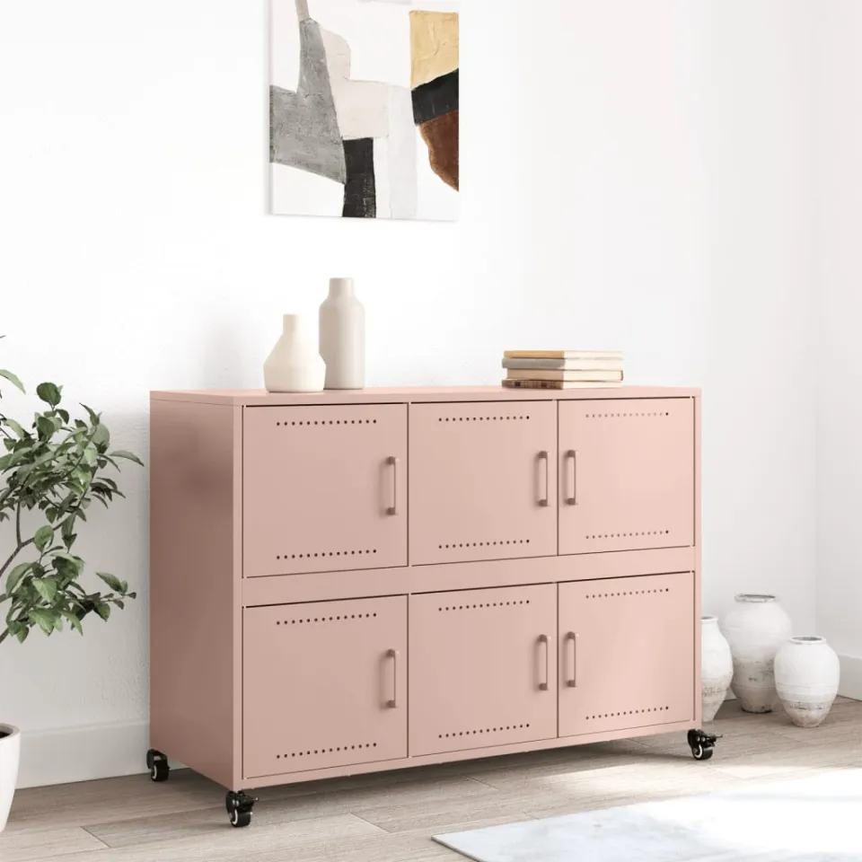 vidaXL Dressoir 100,5x39x72 cm staal roze, foto 3