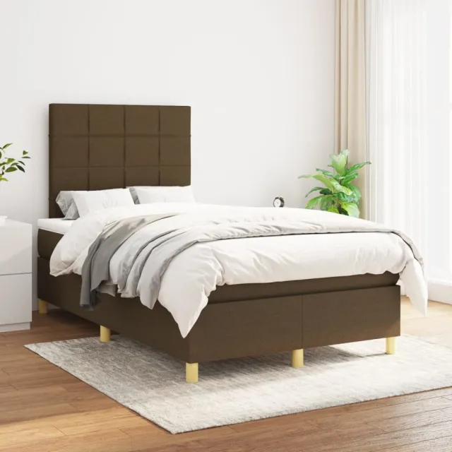 vidaXL Boxspring met matras stof donkerbruin 120x200 cm bruin