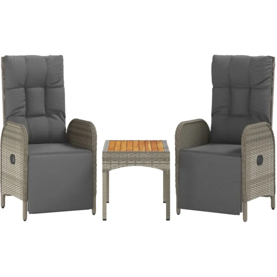 vidaXL 5-delige Tuinset met kussens poly rattan grijs, foto 3