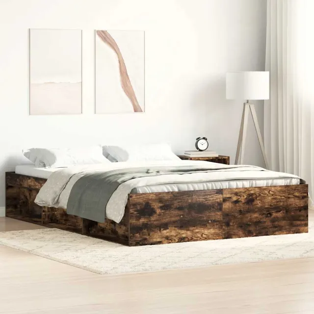 vidaXL Bedframe gerookt eikenkleurig 140x190 cm Bruin