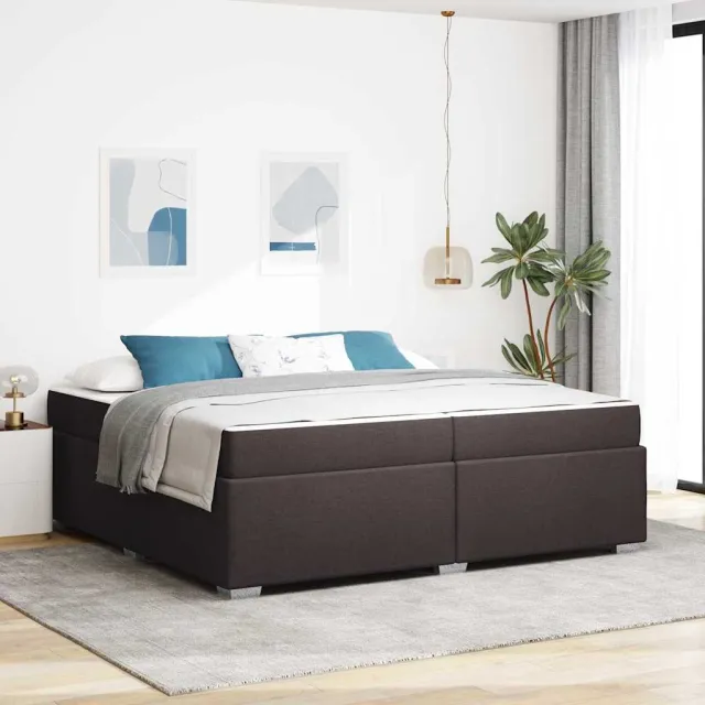 vidaXL Bedframe met matras Donkerbruin 200 x 200 cm Stof