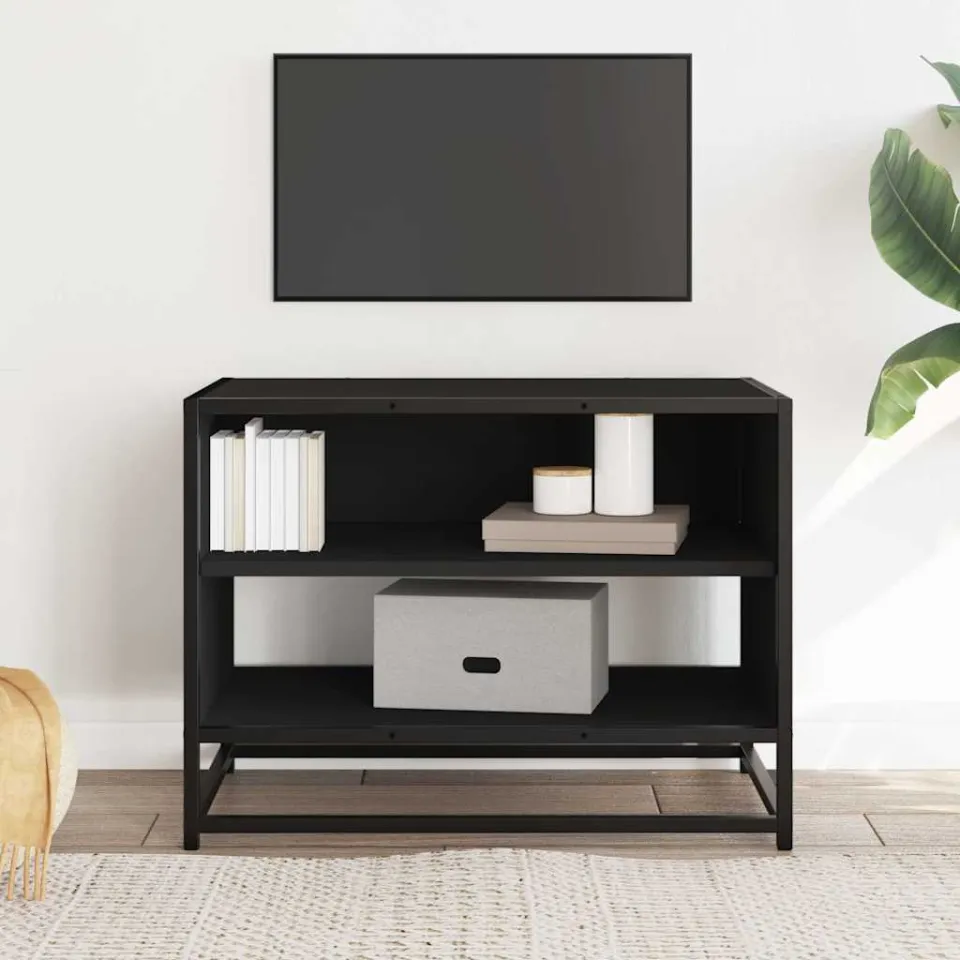 vidaXL Tv-meubel 61x40x46 cm bewerkt hout en metaal zwart, foto 3