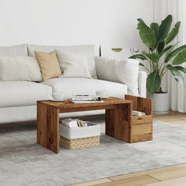 vidaXL Salontafel 90x45x35 cm bewerkt hout oud houtkleurig bruin, foto 2