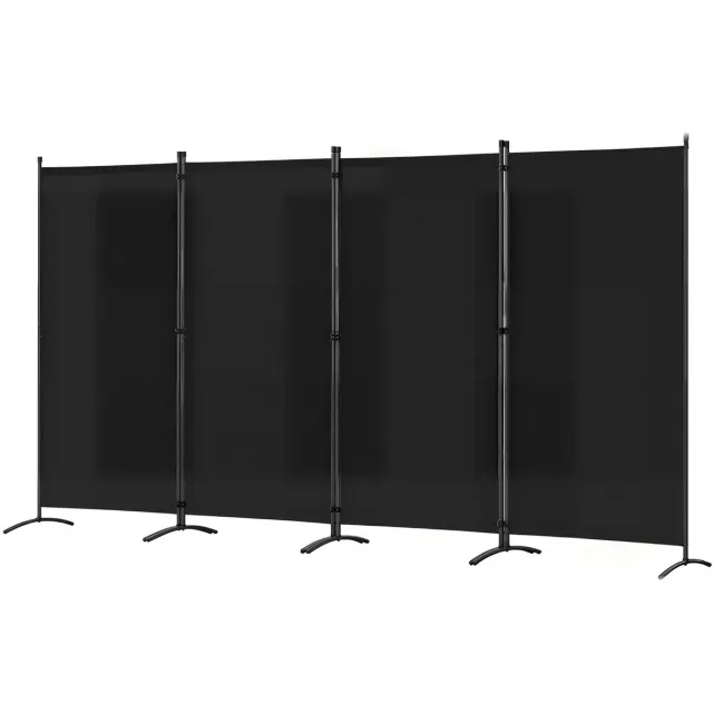 Famanu Kamerscherm van 4 panelen, kamerverdeler en beschermscherm voor woonkamer en tuin, buitengebruik, 324 x 180 cm, zwart