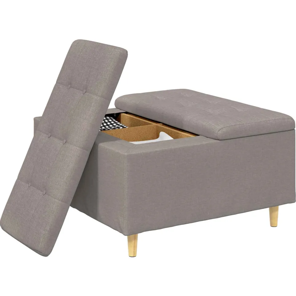 vidaXL Ottoman met Opbergruimte Taupe 80 x 80 x 45 cm Stof